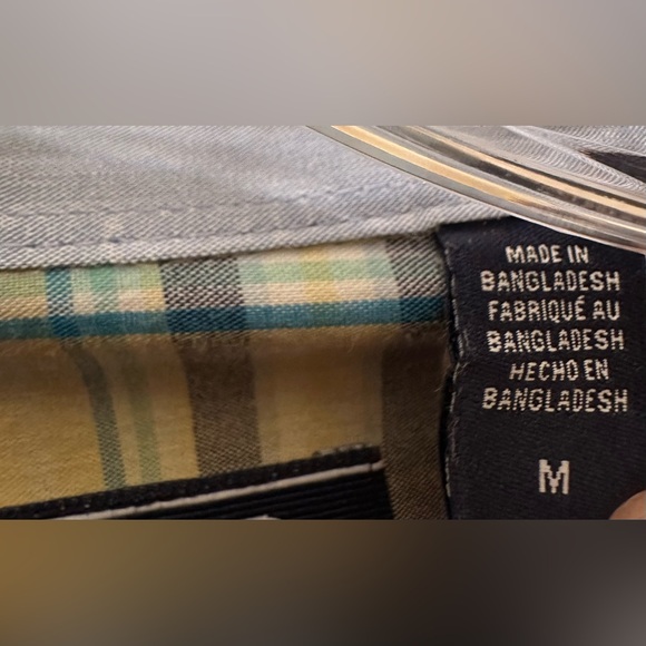 IZOD Men’s Yellow and Blue Plaid Casual Short Sleeve Shirt Size Medium - Picture 4 of 5